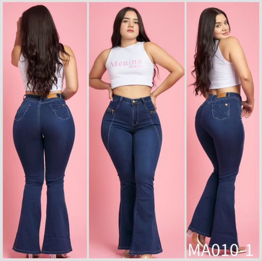 JEANS FLARE VAQUERA AZUL